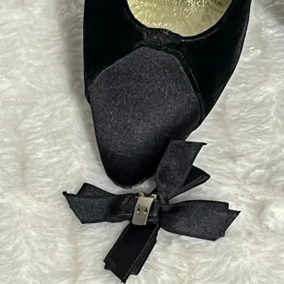 Vintage CHANEL Black Velvet Pumps With Satin Trim And Removable Bow Size EU 37.5 - Picture 8 of 15